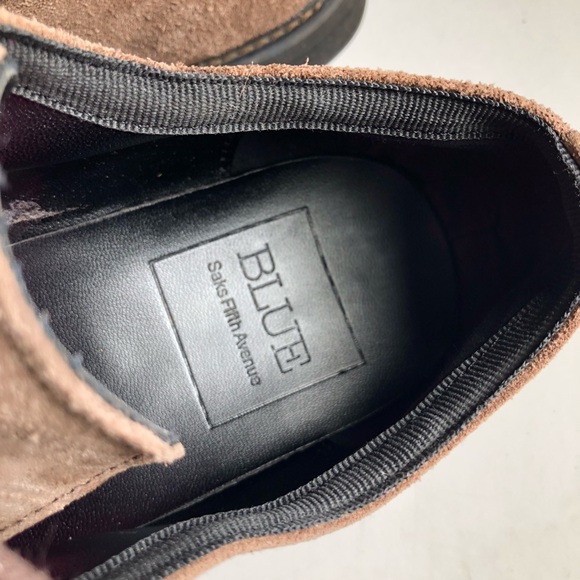 Saks Fifth Ave Blue Brown Suede Oxfords Shoes - Picture 4 of 7